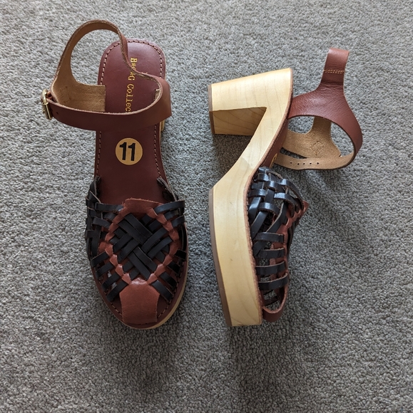 Band of Gypsies Magnolia Cognac Leather Woven Clog Size 11 NEW - Picture 2 of 8